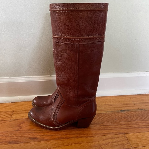 FRYE Jane brown leather tall boots size 6B - Picture 4 of 6